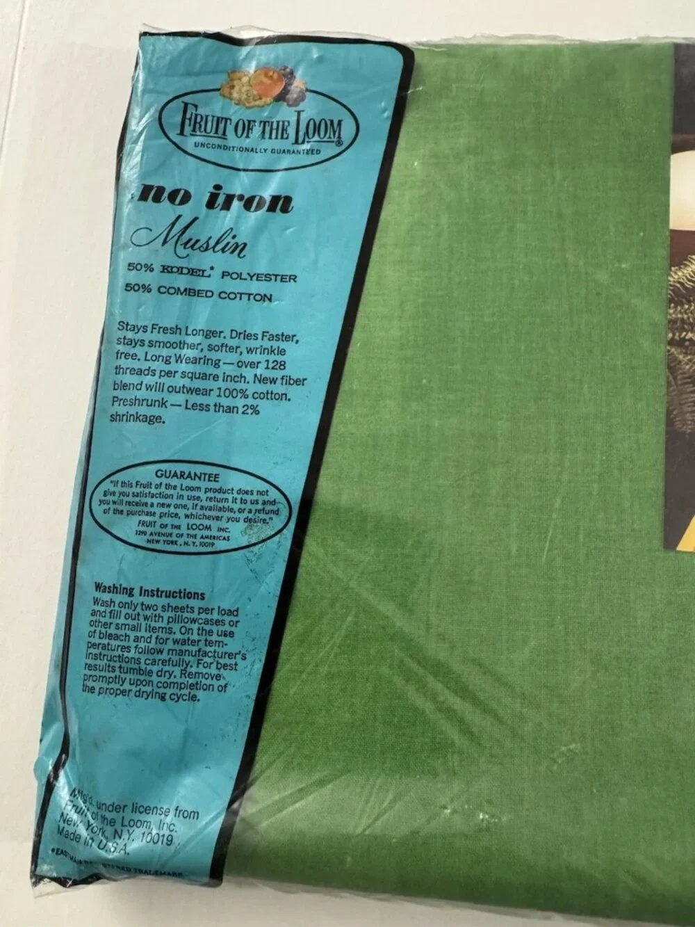 Fruit of the Loom Retro Stripe Twin Flat Sheet Avocado Green 70s Vintage B40